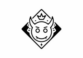 Black color of devil head emotion line art illustration vector