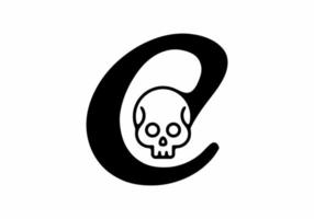 Black C initial letter with skull head vector