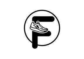 Black F initial letter with shoes in circle vector