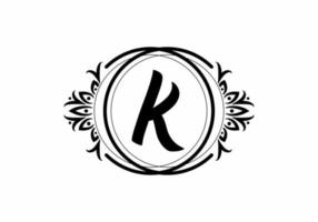 Black K initial letter in classic frame vector