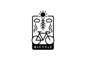 Black line art illustration of bicycle in unique rectangle shape vector