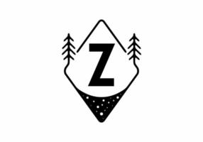 insignia de arte de línea negra con pinos y letra z vector