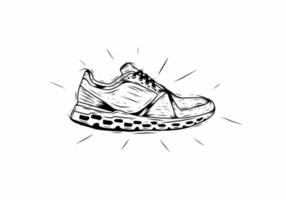Black line art drawing of new modern shoes vector