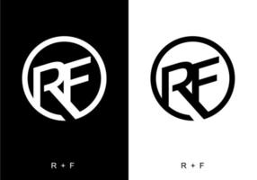 color blanco y negro de la letra inicial rf vector