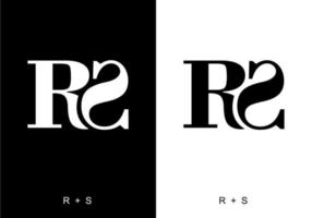 Black and white color of RS initial letter vector