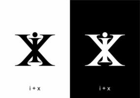 Black and white ix or xi initial letter text vector