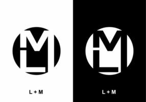 Black and white LM initial letter vector