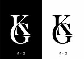 Black and white of KG initial letter vector