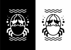 arte lineal de cangrejo de mar en blanco y negro vector