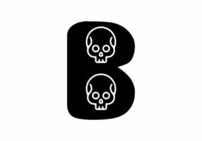 Black B initial letter with skull head vector