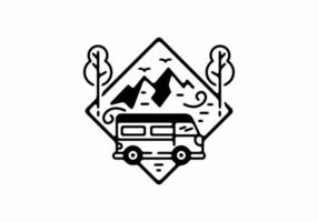 Black and white RV initial letter illustration tattoo vector