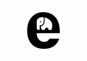 Black e initial letter with elephant shape vector