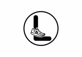 Black L initial letter with shoes in circle vector