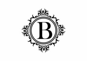 Black initial B letter in classic frame vector