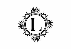 Black initial L letter in classic frame vector