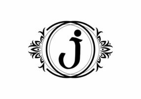 Black initial J letter in vintage frame vector