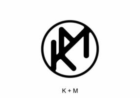 Black KM initial letter in circle vector