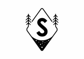 Black line art badge with pine trees and S letter vector