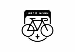 Black line art illustration of bicycle in half oval shape vector