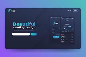 Bitcoin App Website Landing Page Vector Template Design