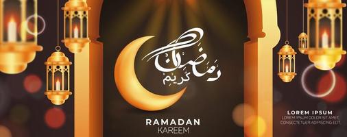 feliz ramadan kareem saludos banner, ramadan kareem ilustración vector