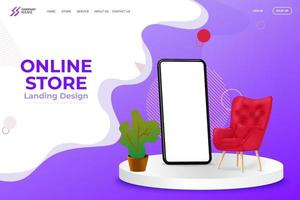 Online Mobile Store Landing Page Vector Template Design