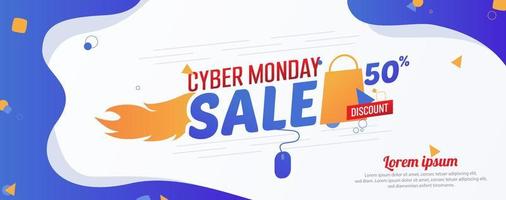 Cyber Monday 50 percent Sale Advertising Banner Vector Template