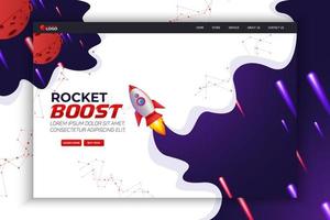 Rocket Boost Website Landing Page Vector Template Design