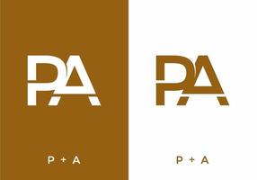 Brown and white color of PA initial letter vector