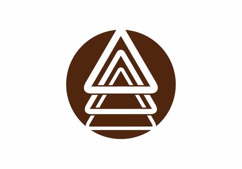 Brown color of triple triangle in circle shape vector