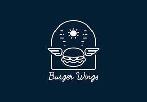 Burger wings line art illustration vector