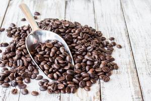 Big stainless steel scoop of coffee beans photo