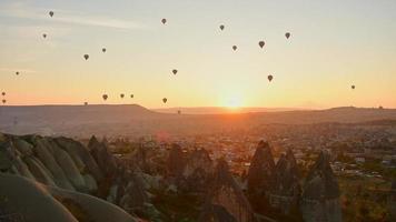 Spectacular Timelapse of hot air balloons flights in Cappadocia. 4K Footage in Turkey. video