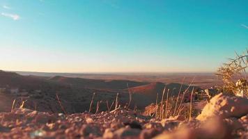 Static view deserted plain landscape with blank clear blue sky with refreshing summer breeze video