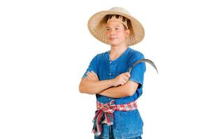 Asian male farmer on a white background photo