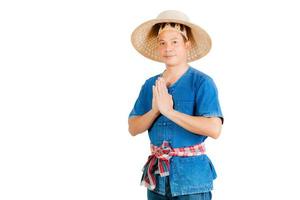 Asian male farmer on a white background photo