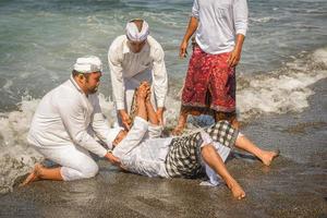 Sanur, Bali, Indonesia, 2015 - Melasti is a Hindu Balinese purification ceremony and ritual photo