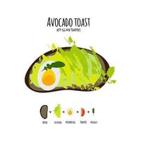 ilustración vectorial tostadas de aguacate. vector