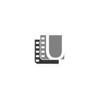 Letter U icon in film strip illustration template vector