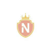 Letter N with shield icon logo design illustration vector