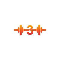Number 3 with barbell icon fitness design template illustration vector