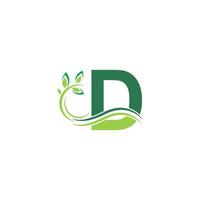 Letter D Icon with floral logo design template illustration vector