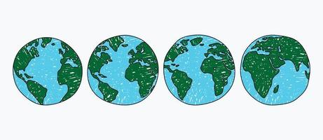 set of cartoon globes isolated on a white background. vector