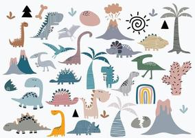 lindos dinosaurios vectoriales aislados en fondo blanco. vector