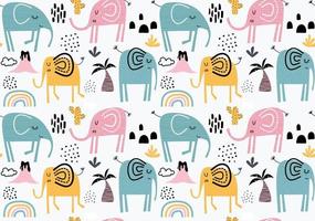 seamless pattern with cute elephants. vector