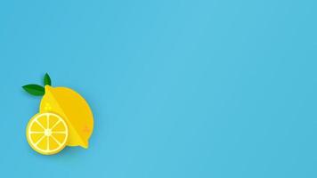 Summer composition of yellow lemon slice on a bright blue background. Minimal concept.Vector illustration. vector