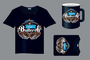 butterfly tshirt design vector