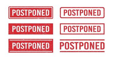 Postponed red grunge rubber stamp. Postpone sign sticker. Grunge vintage square label. Vector illustration on white background