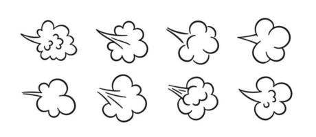 Comic fart cloud. Bad stink balloon. Explosion, angry breath. Cloud of smoke gas in comic style. Funny flatulence symbol. Set of vector illustration isolated on white background