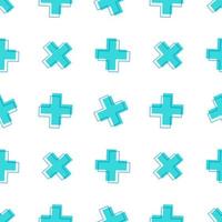 Seamless pattern of ticks and crosses in medical style isolated on white background. Smooth pattern. vector